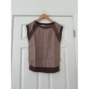 Alex & Raw Brown Sleeveless Shirt small
